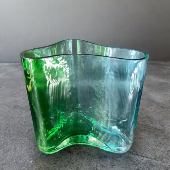 Southern Living Green Clear and Blue Art Glass Vase Abstract Shape Glass Vase - Picture 1 of 16